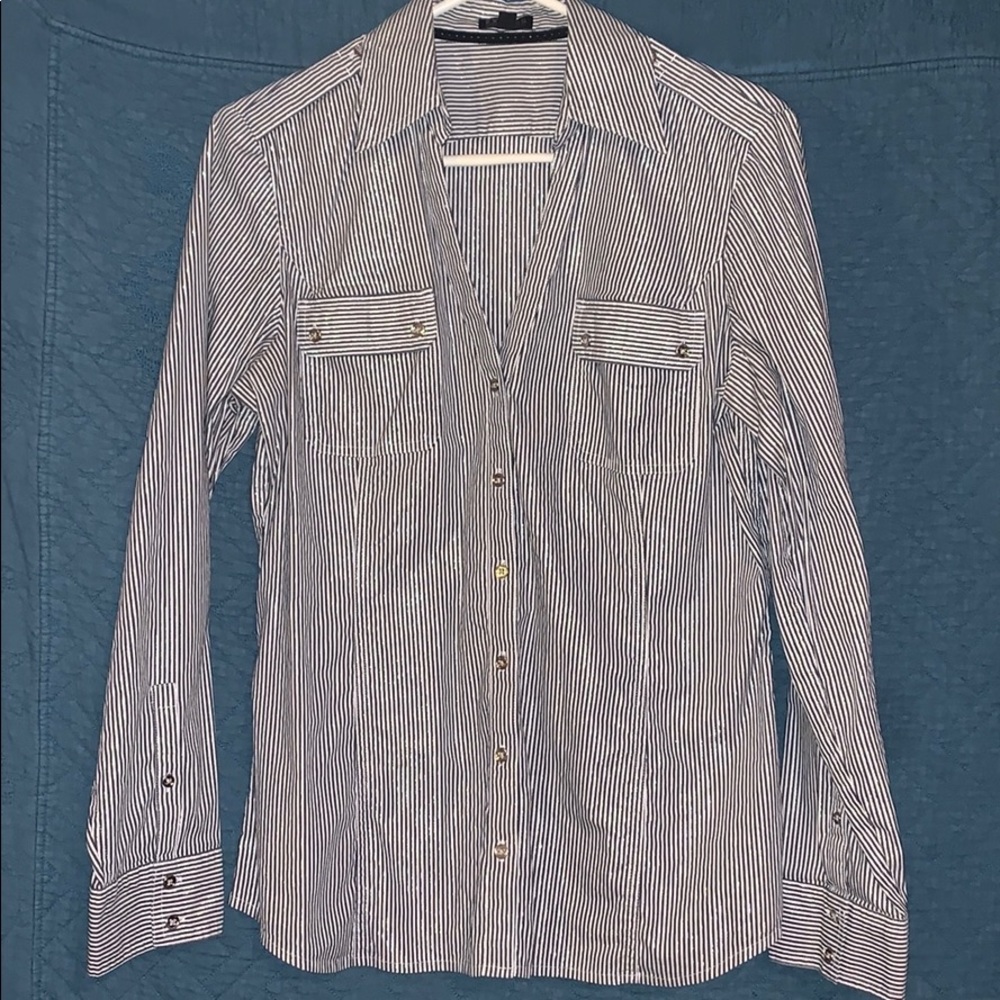 Express collared button down top